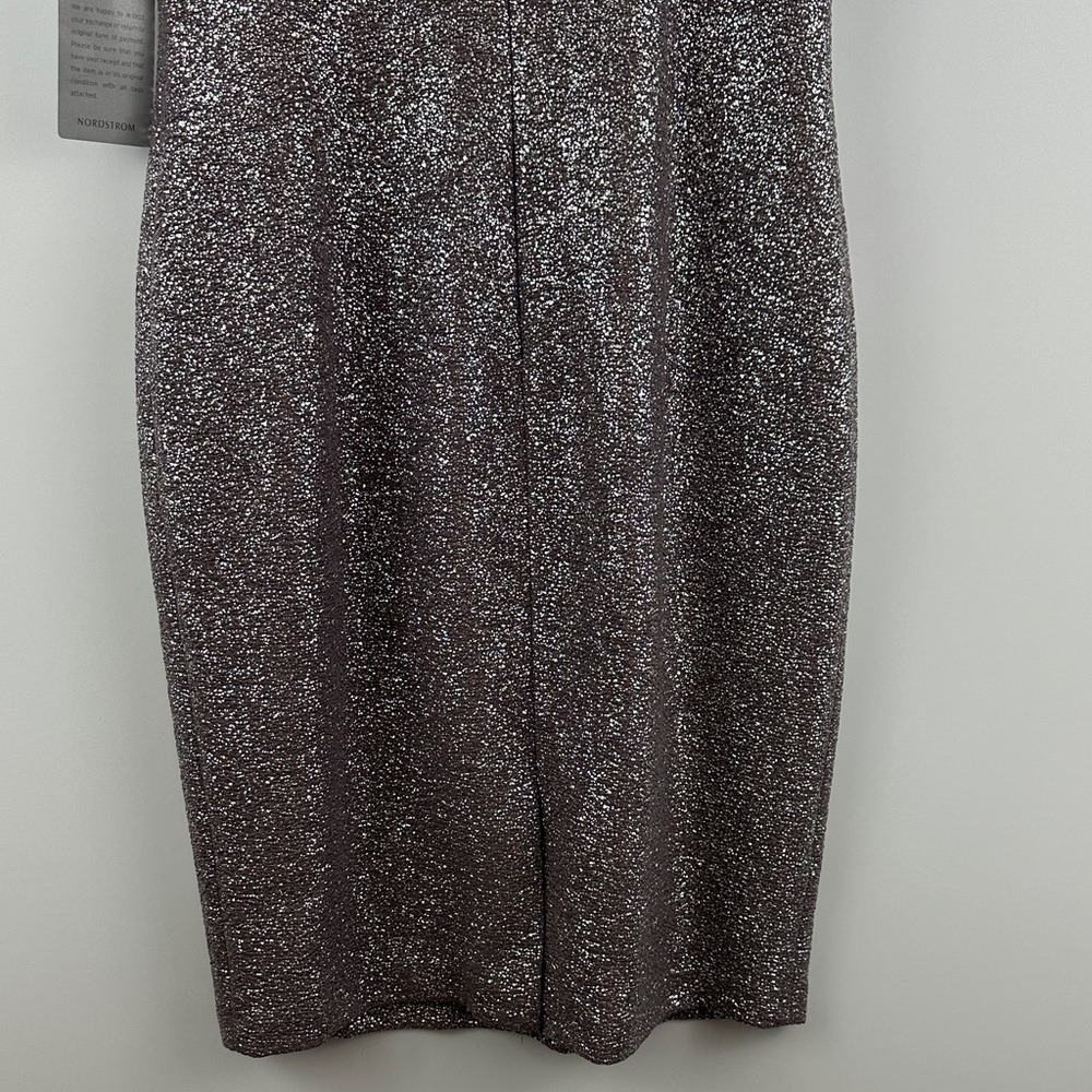 NWT Eliza J Foiled Knit Halter Sheath Dress Lilac Metallic Cocktail 10 - Picture 11 of 11